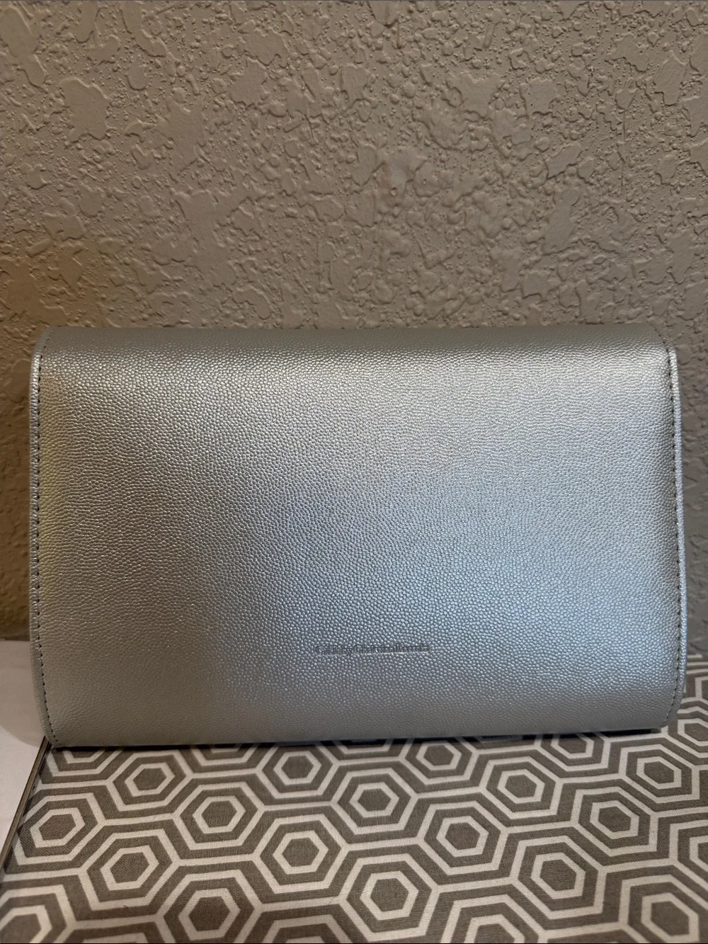 Christian Lacroix Metallic Silver Clutch with Emblem